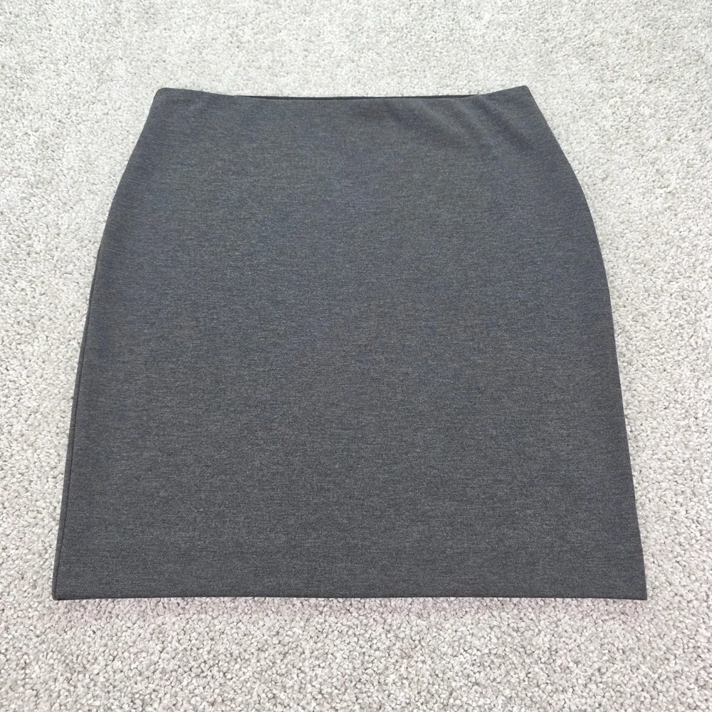 Ann Taylor Loft Womens Small Gray Ponte Knit‎ Pencil Skirt Stretch Pull On Mini
